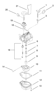 Carburetor Assembly Diagram and Parts List for 11003 200000001 - 200999999 Lawn Boy Lawn Mower